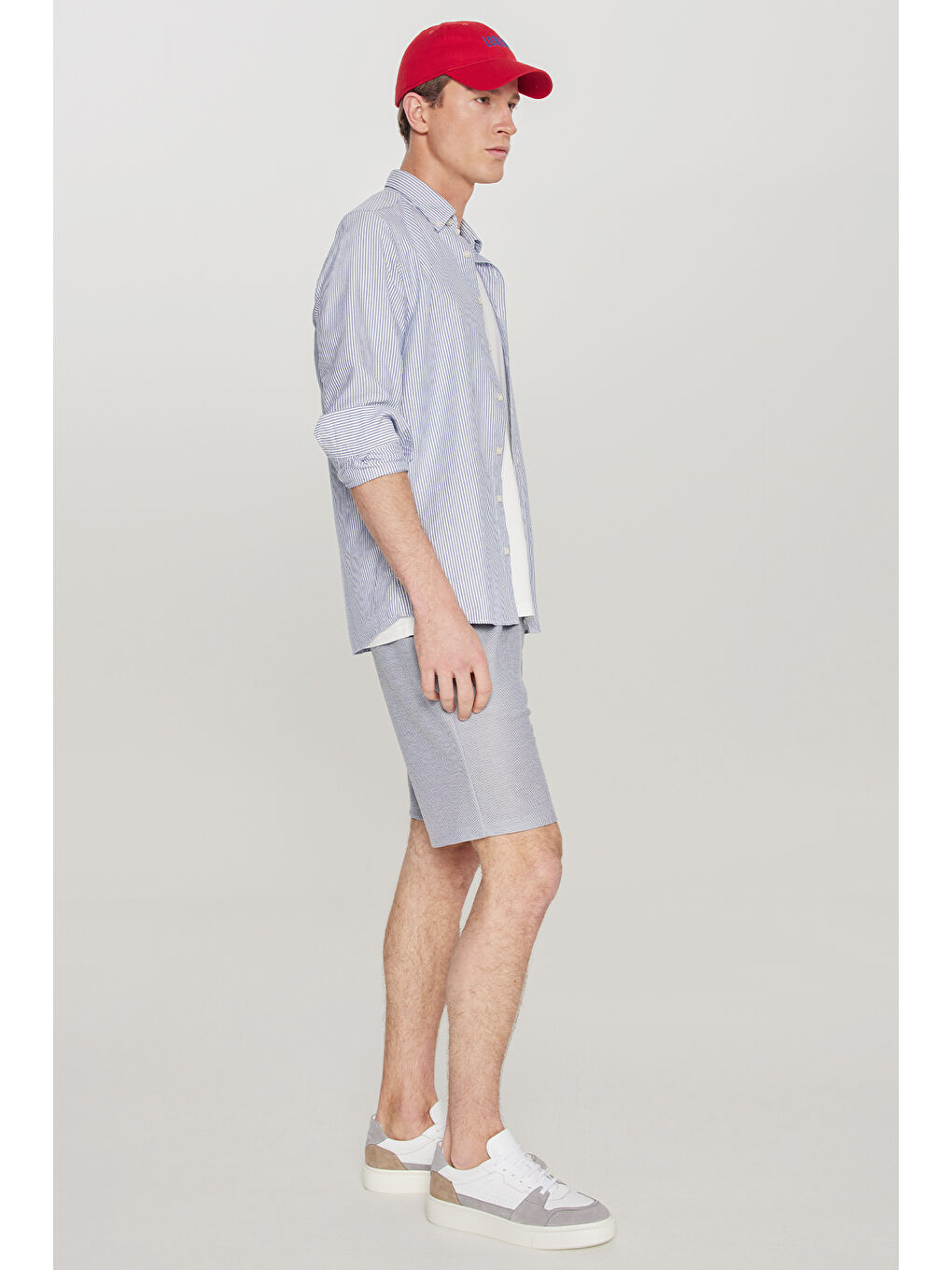 Erkek Lacivert-Siyah 2'li Paket Pamuklu Beli Bağlamalı Yan Cepli Standart Fit Örme Şort-5