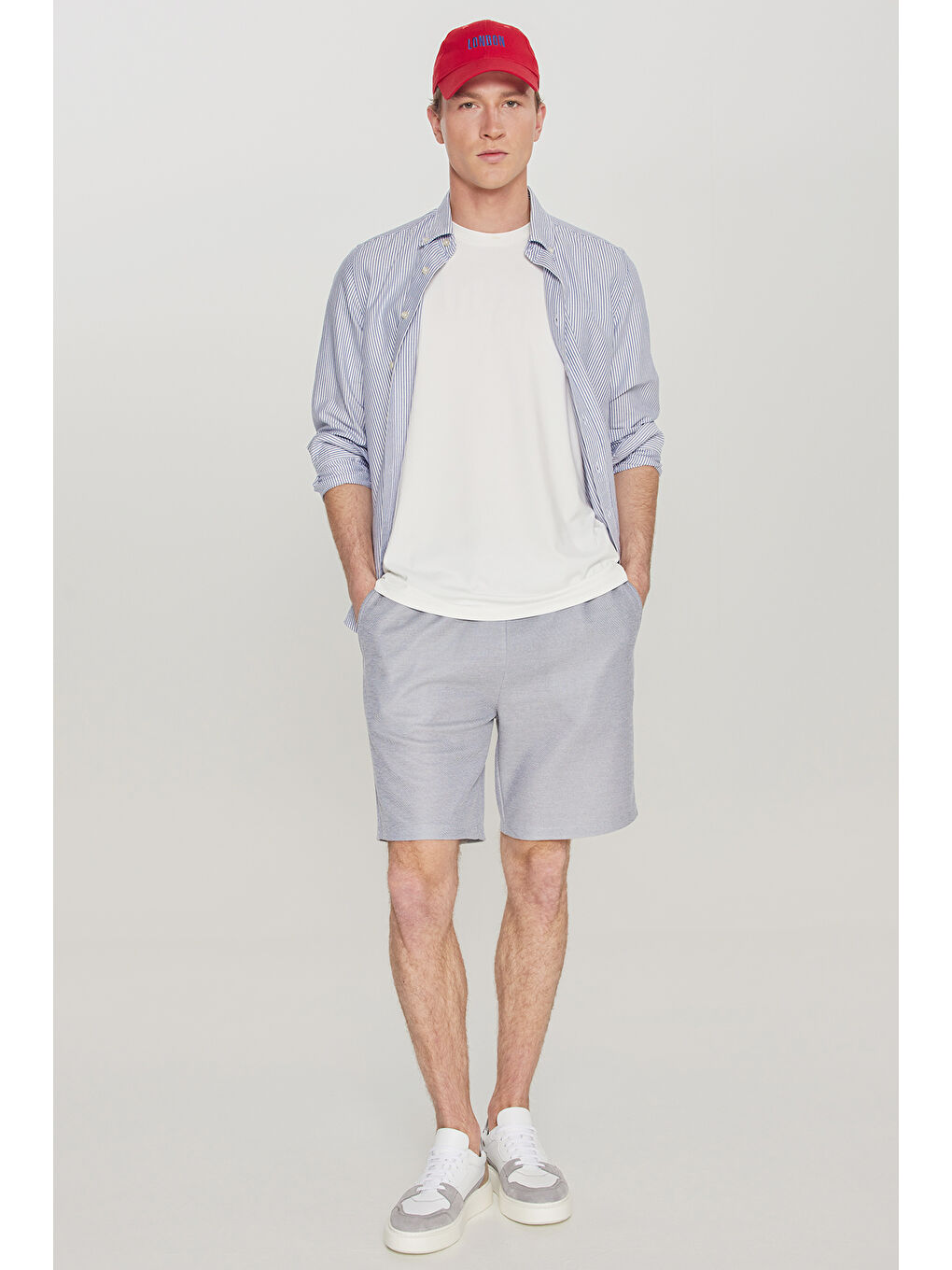 Erkek Lacivert-Siyah 2'li Paket Pamuklu Beli Bağlamalı Yan Cepli Standart Fit Örme Şort-6