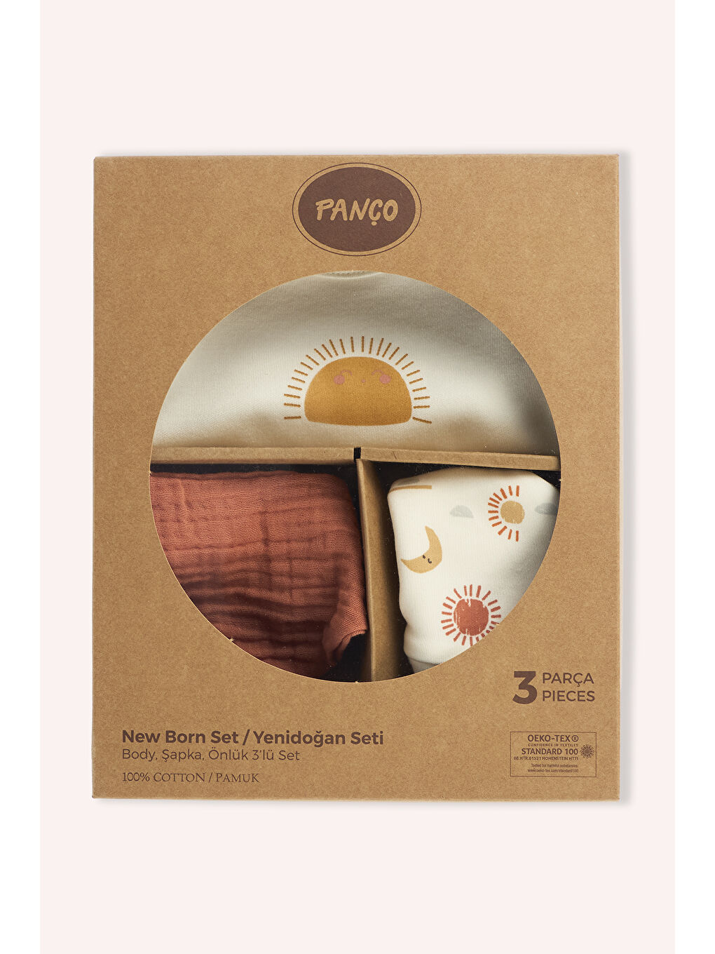 Yenidoğan Zıbınlı Baskılı Ekru 3'lü Set-3