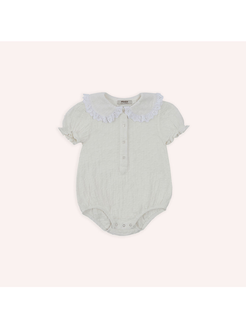 Kız Bebek Yumuşak Dokulu Bebe Yaka Ekru Body Gömlek