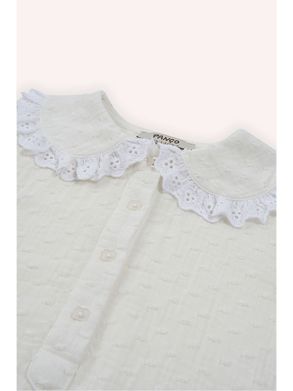 Kız Bebek Yumuşak Dokulu Bebe Yaka Ekru Body Gömlek-1