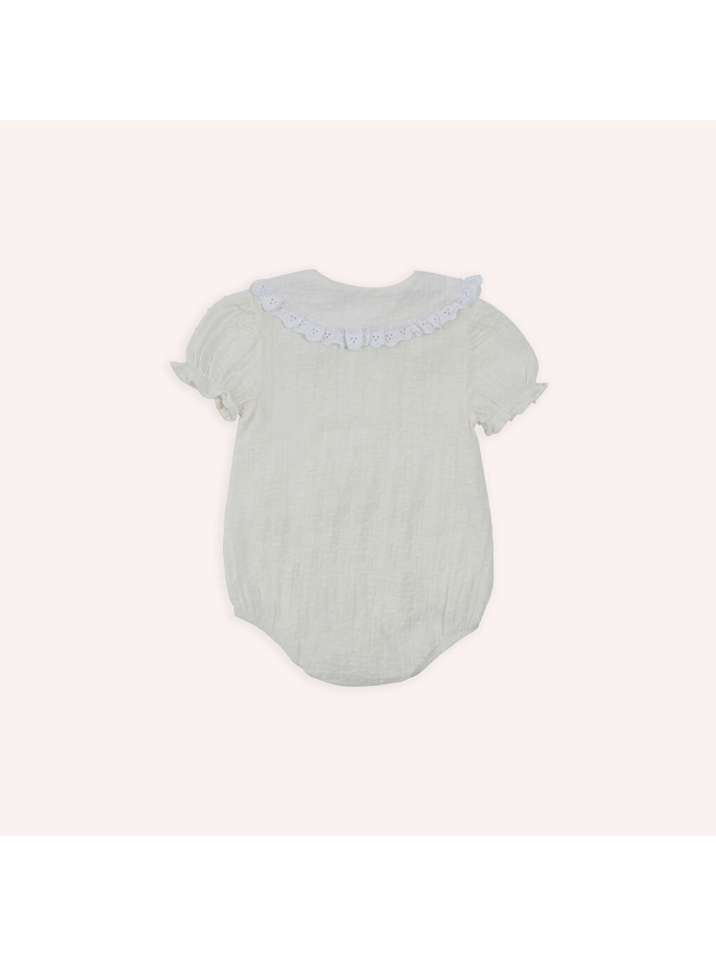 Kız Bebek Yumuşak Dokulu Bebe Yaka Ekru Body Gömlek-2