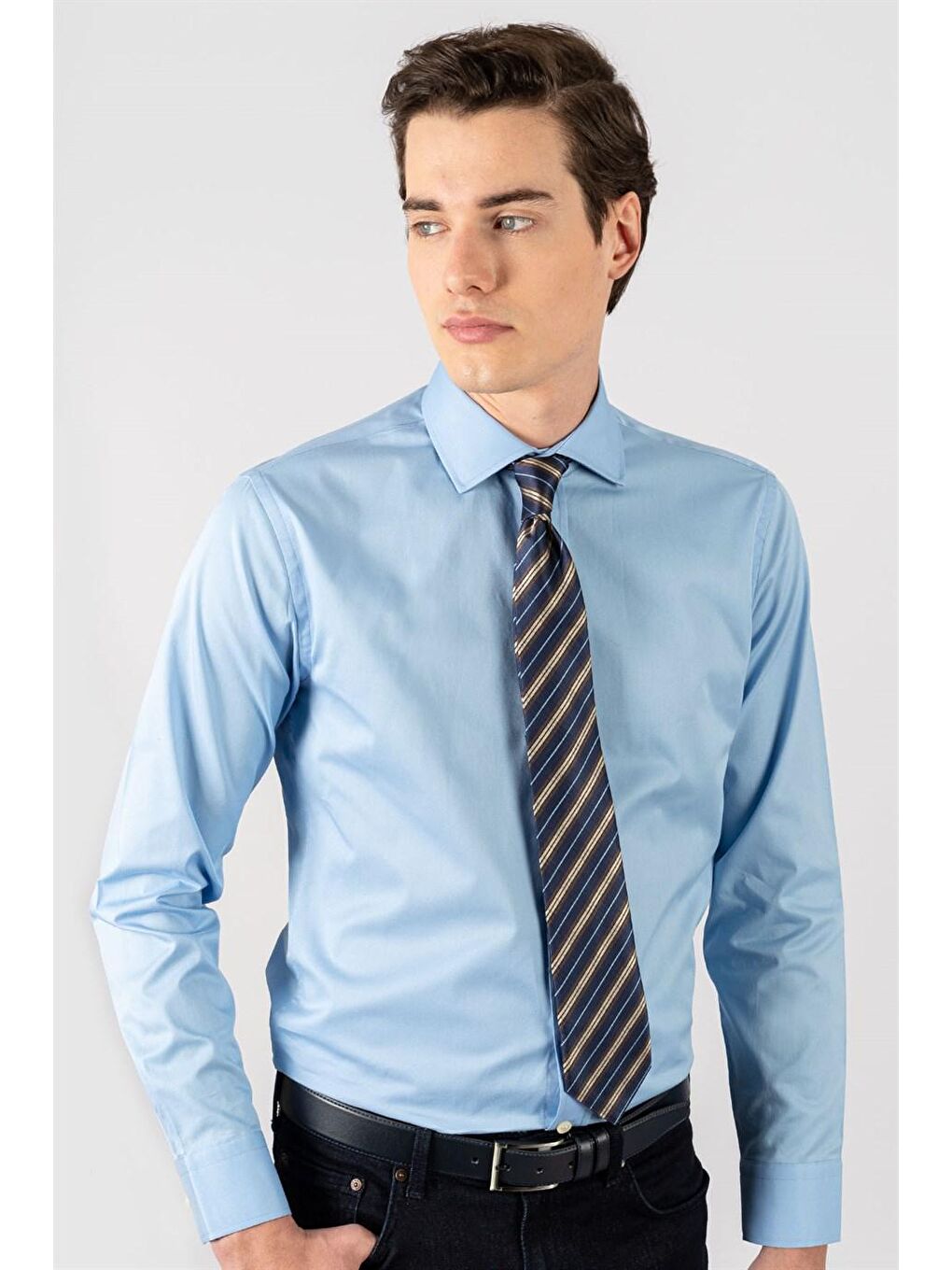 Slim Fit Premium Seri %100 Cotton Erkek Mavi Gömlek