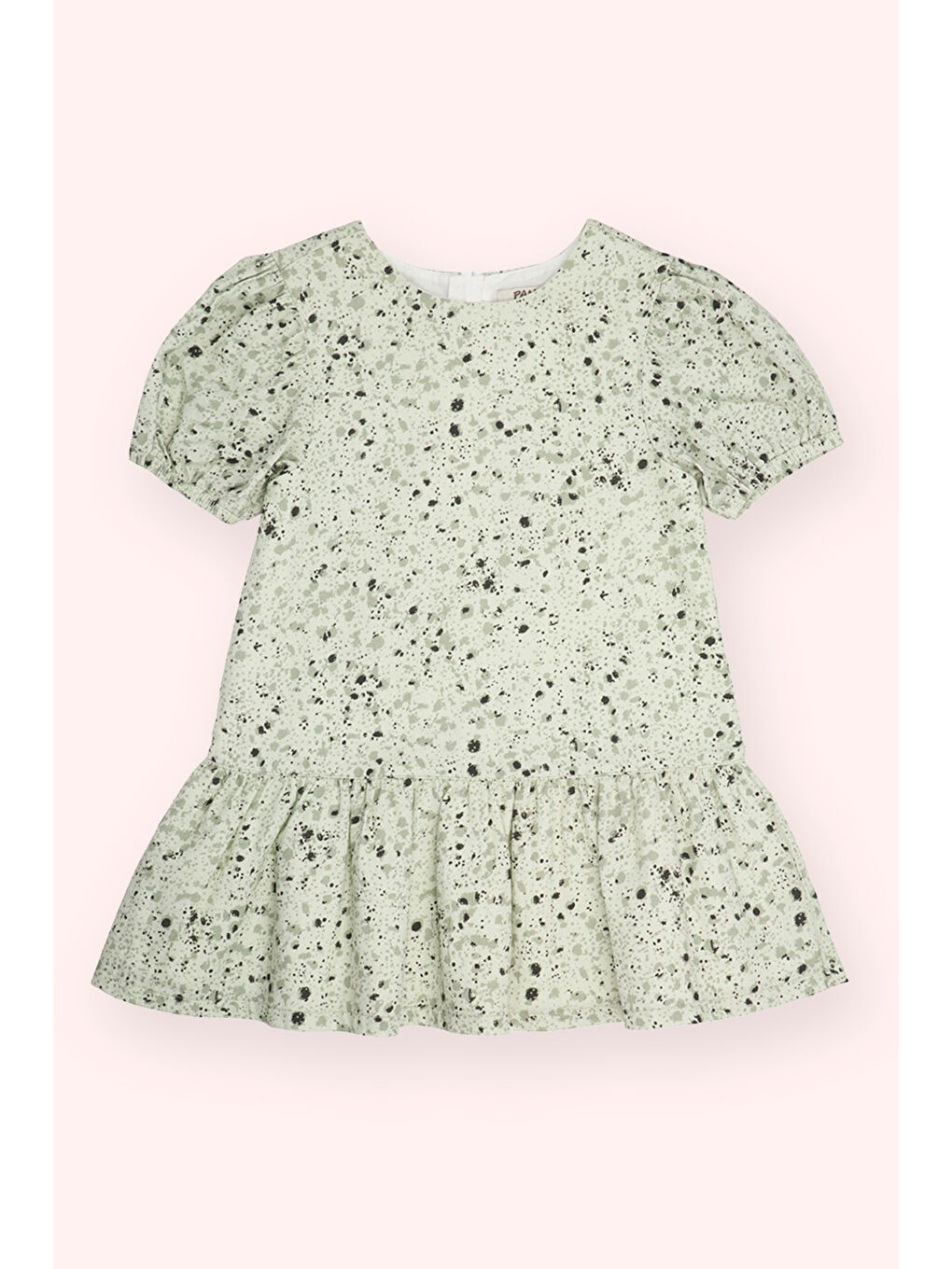 Kız Bebek Desenli Yeşil Elbise