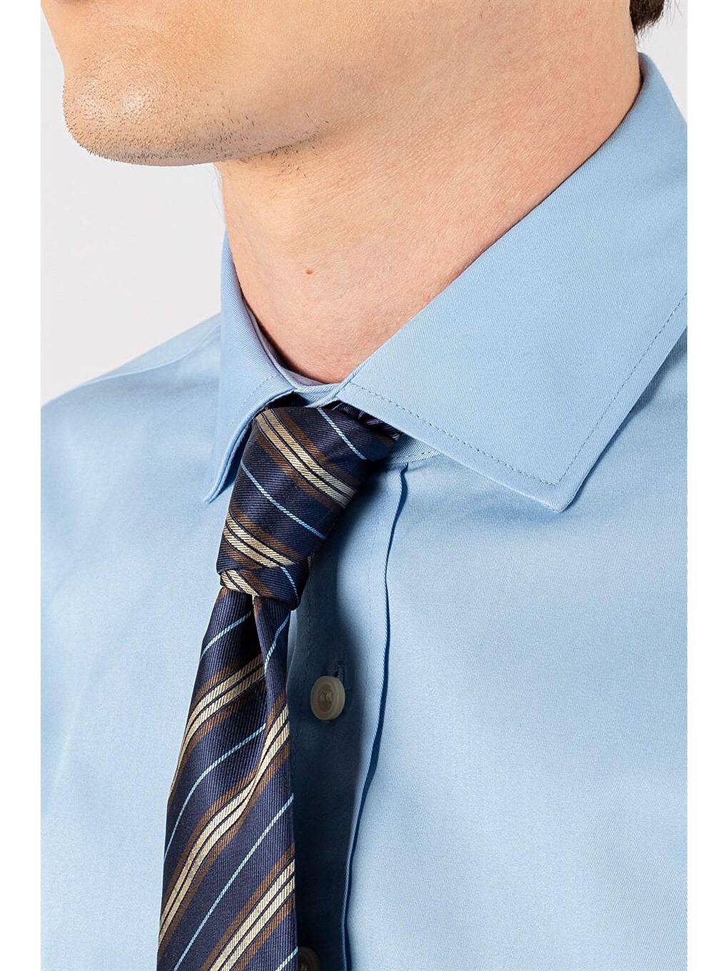 Slim Fit Premium Seri %100 Cotton Erkek Mavi Gömlek-2