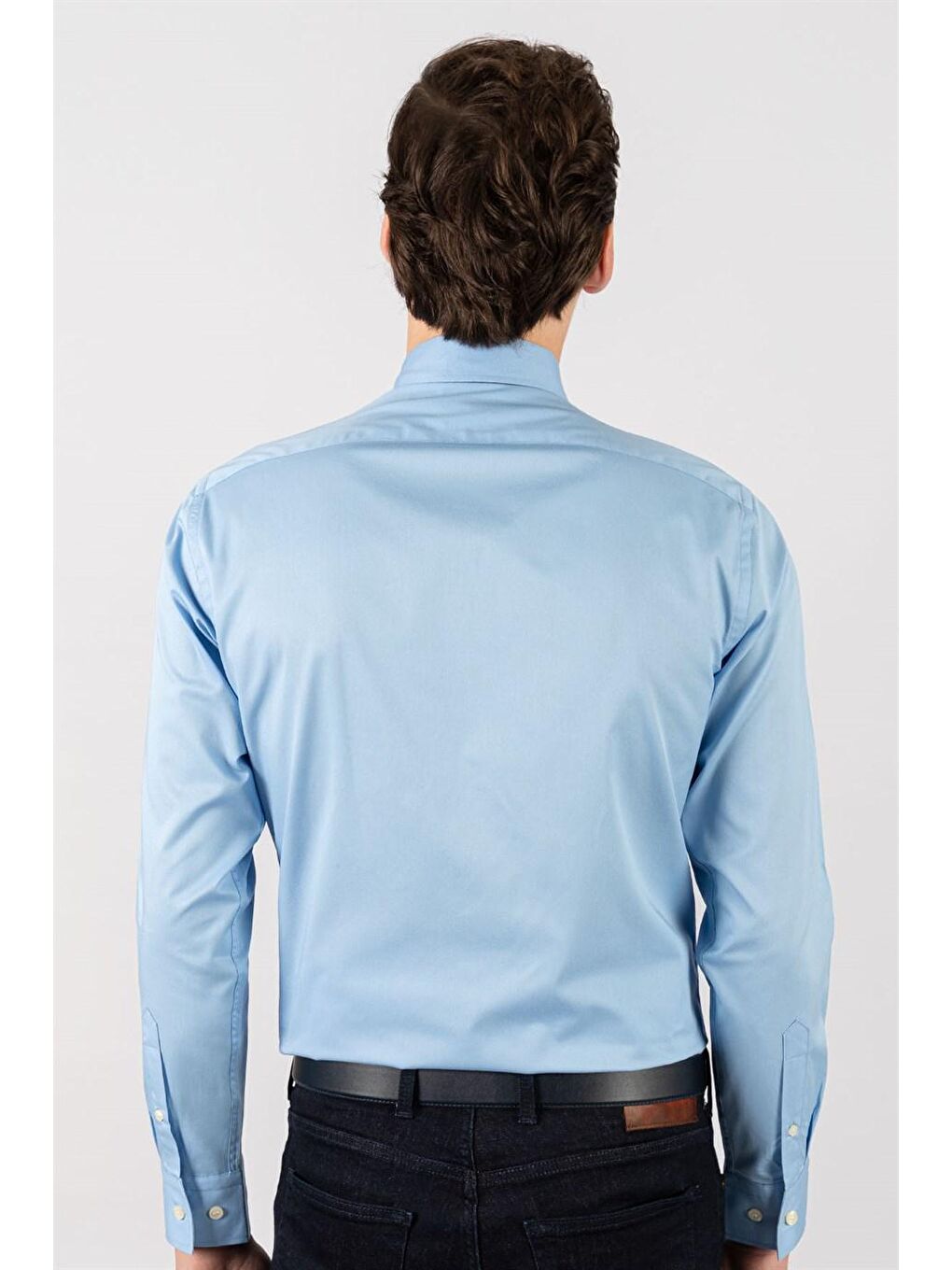 Slim Fit Premium Seri %100 Cotton Erkek Mavi Gömlek-3