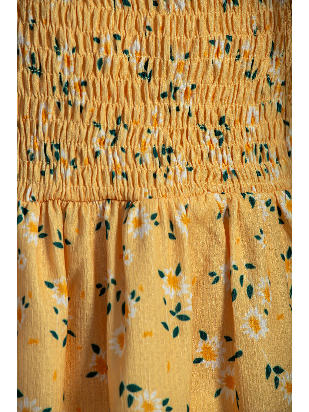 Sarı Gipeli Desenli Kız Çocuk Elbise-3