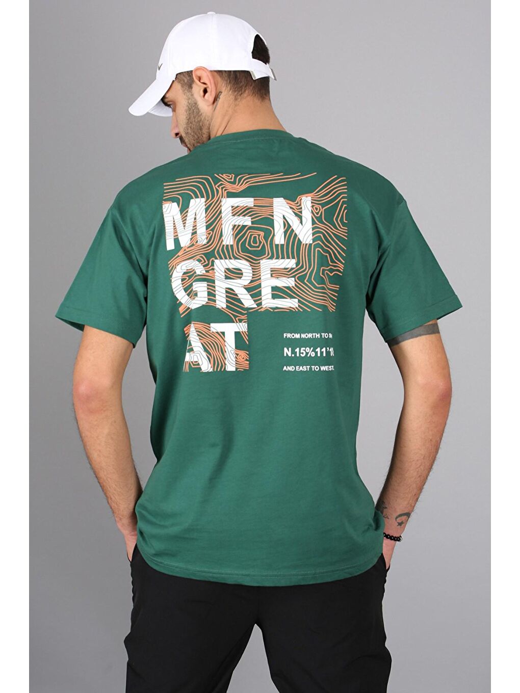 Haki Madmext Erkek haki Sırt Detaylı Tişört 5365