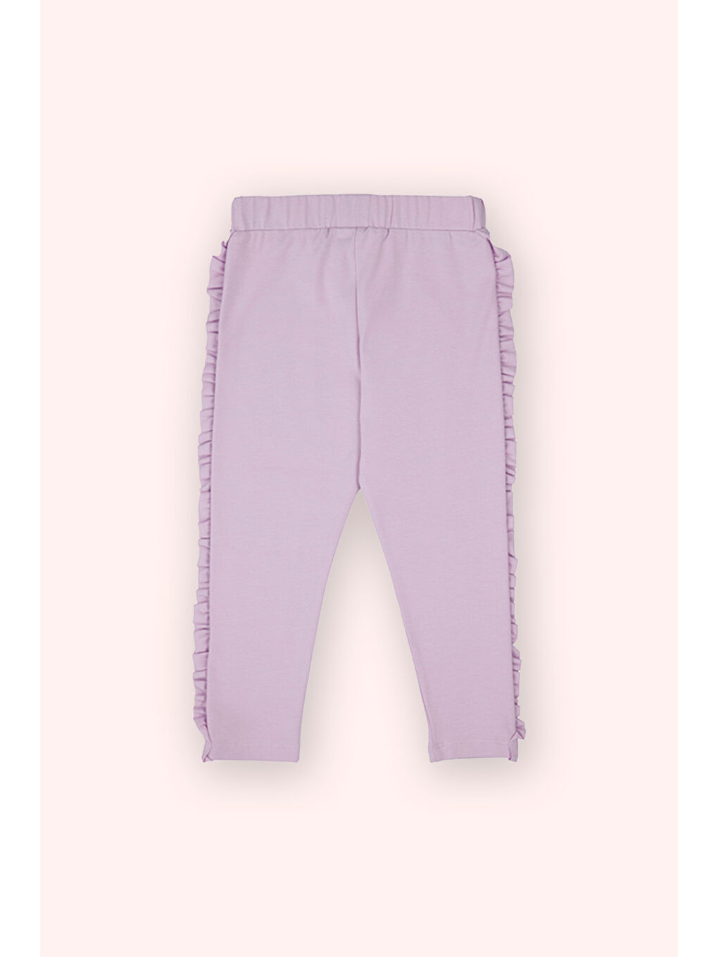 Lila Kız Bebek Beli Lastikli Kenarı Fırfırlı Baskı Detaylı Mor Tayt-2