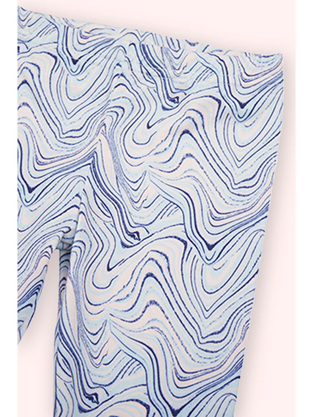 Kız Bebek Beli Lastikli Baskılı Mavi Tayt-1