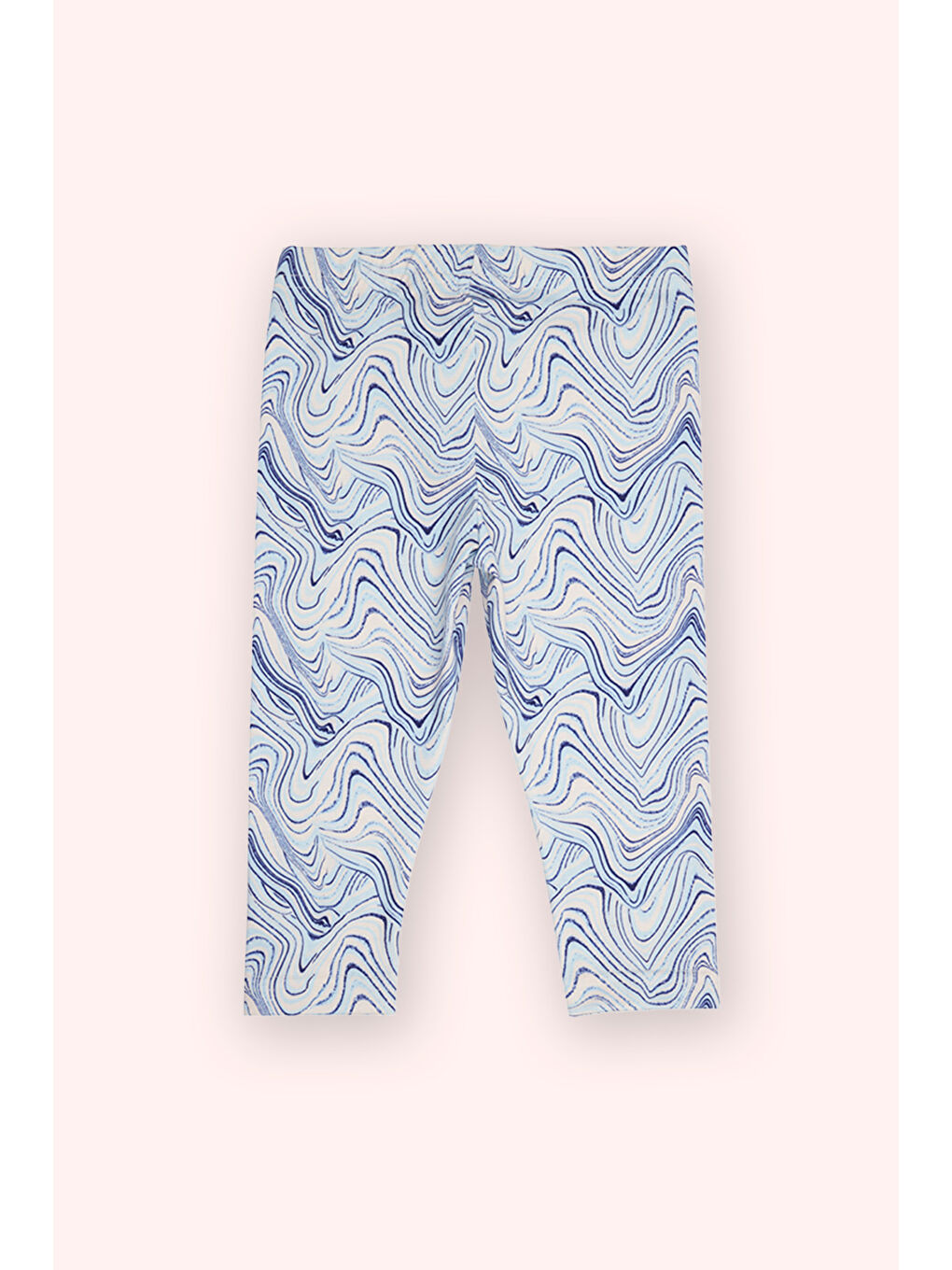 Kız Bebek Beli Lastikli Baskılı Mavi Tayt-2