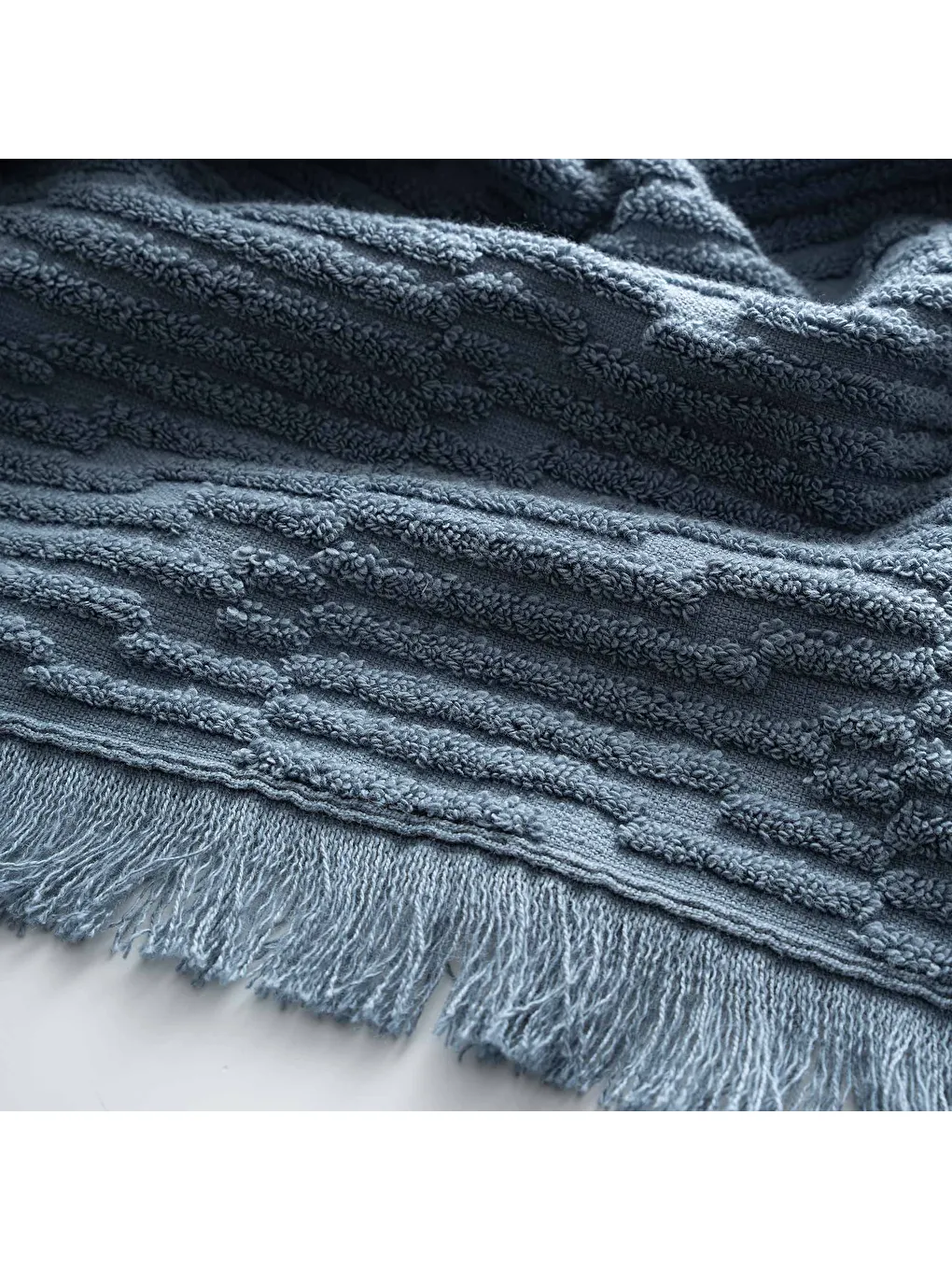 Anisa El Yüz Havlusu %100 Pamuk Penye Jakarlı Mavi 50x90 Cm-1