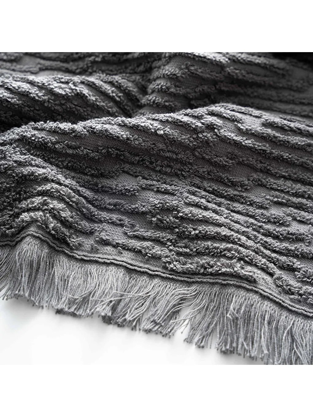 Anisa El Yüz Havlusu %100 Pamuk Penye Jakarlı Antrasit 50x90 Cm-2