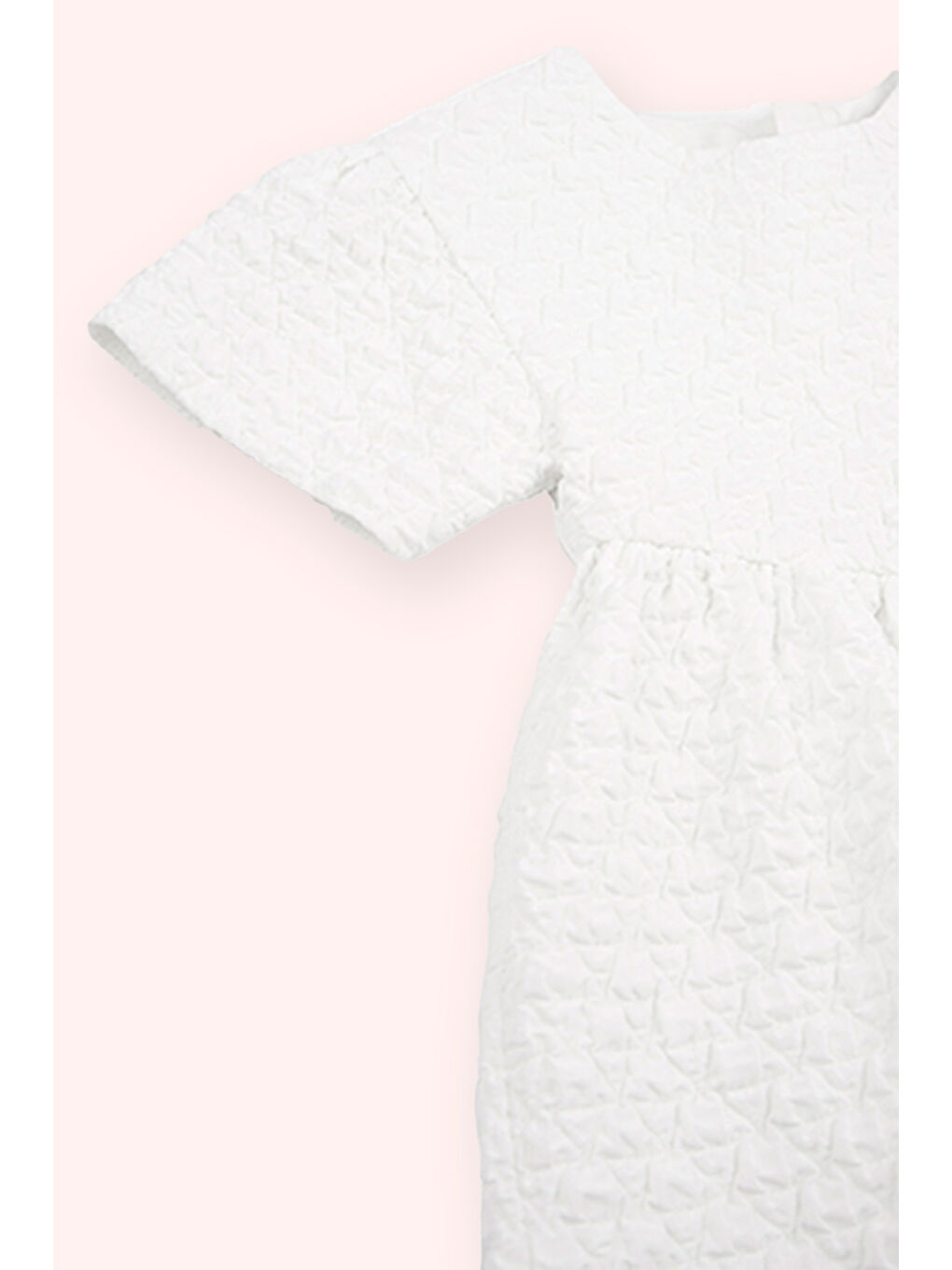 Kız Bebek Yuvarlak Yaka Sırtı Fermuar Detaylı Beyaz Elbise-1