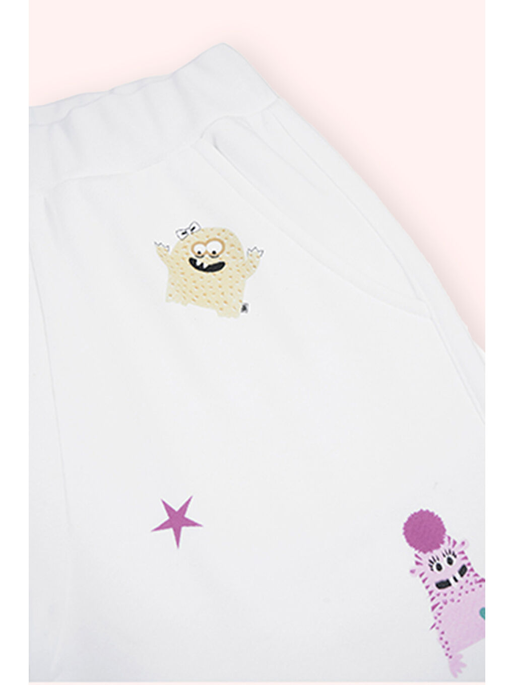 Kız Çocuk Beyaz Desenli 2'li Eşofman Takım-1