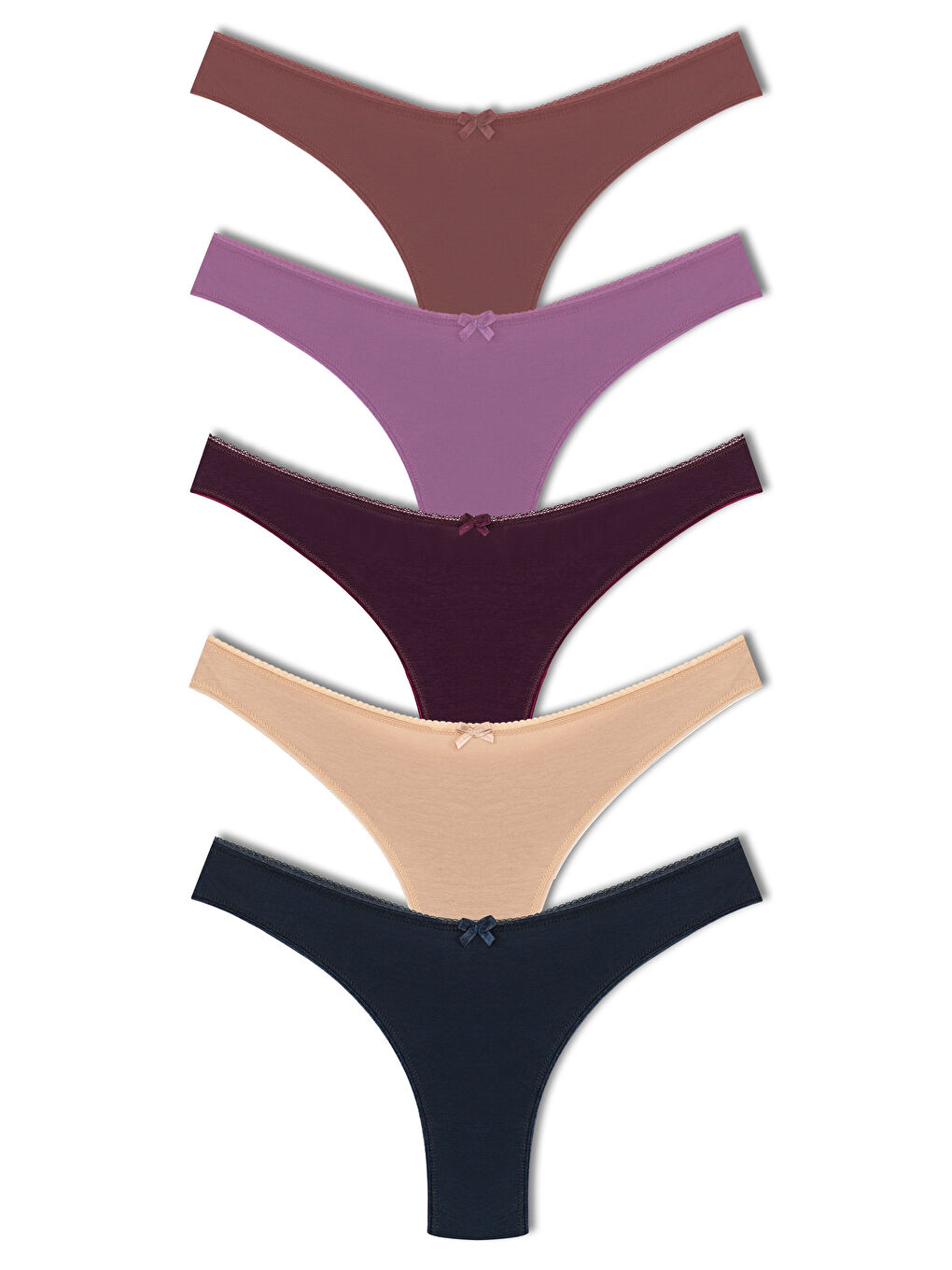 Lacivert Pamuklu Yüksek Bel Brazil Kadın Külot 5'li