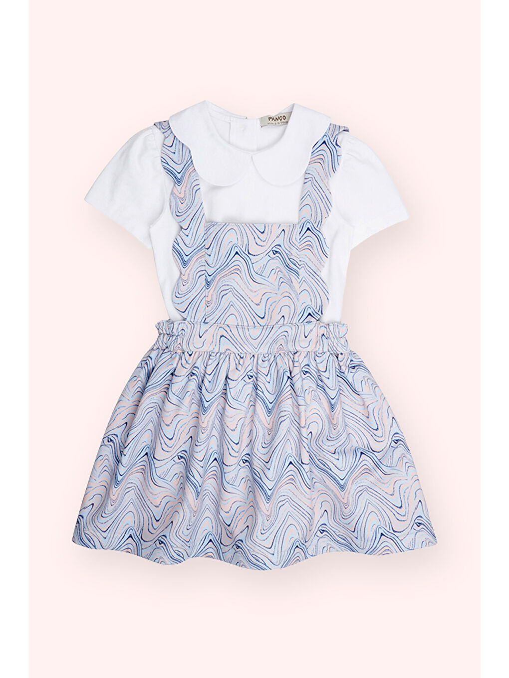 Kız Bebek Dalga Desenli 2'li Mavi Elbise-1