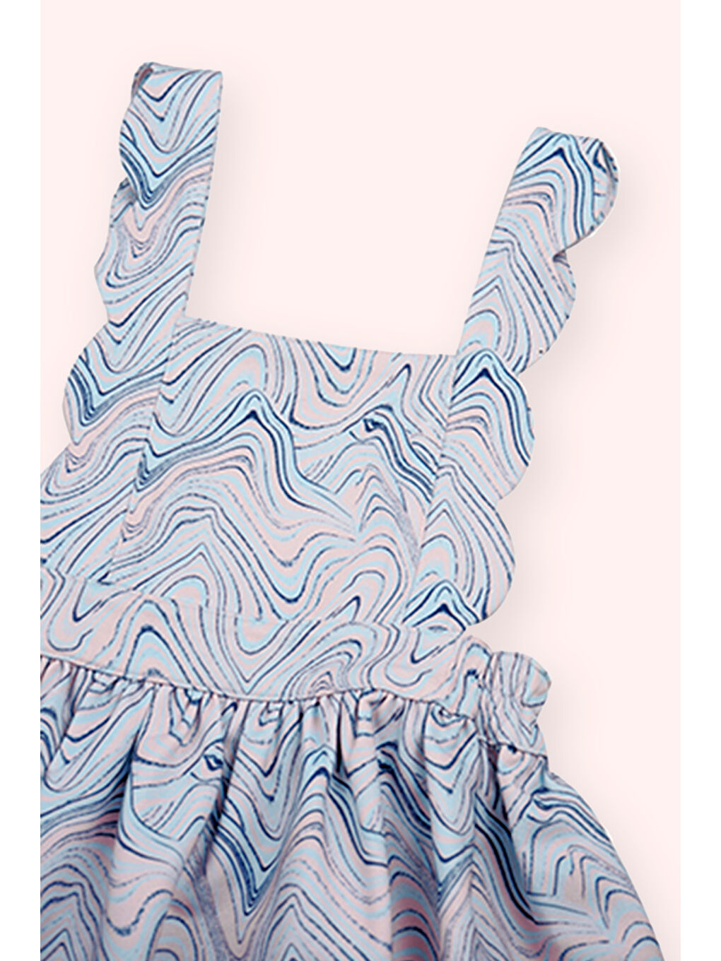 Kız Bebek Dalga Desenli 2'li Mavi Elbise-4