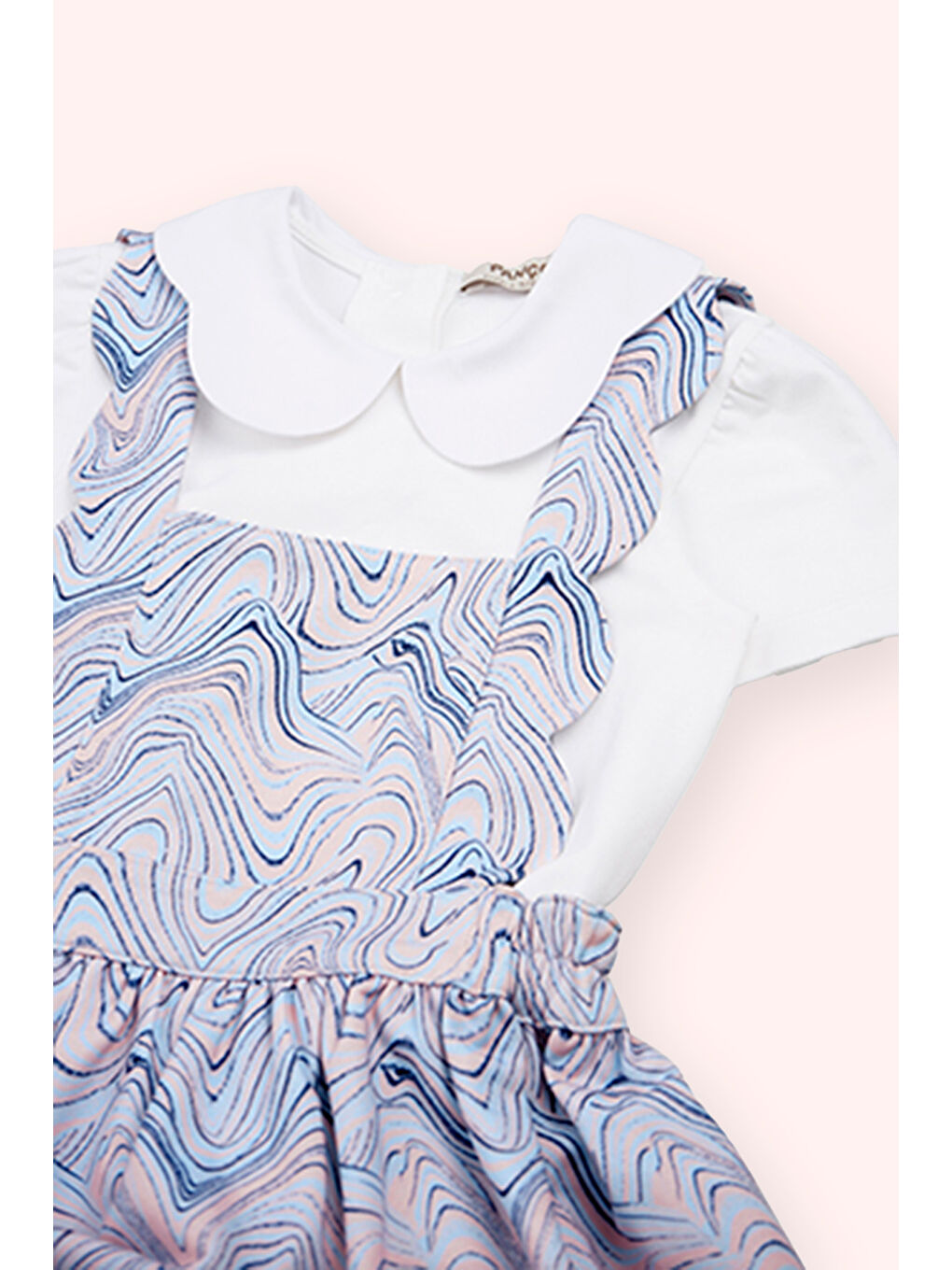 Kız Bebek Dalga Desenli 2'li Mavi Elbise-5