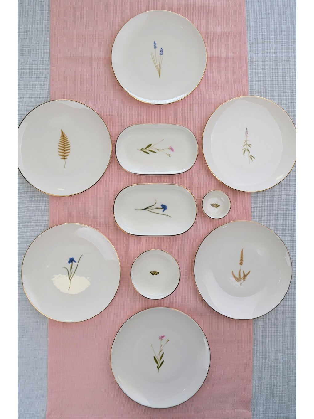 Beyaz Porselen Natura Karma Altın Yaldız Kahvaltı Takımı 6 Kişilik 14 Parça