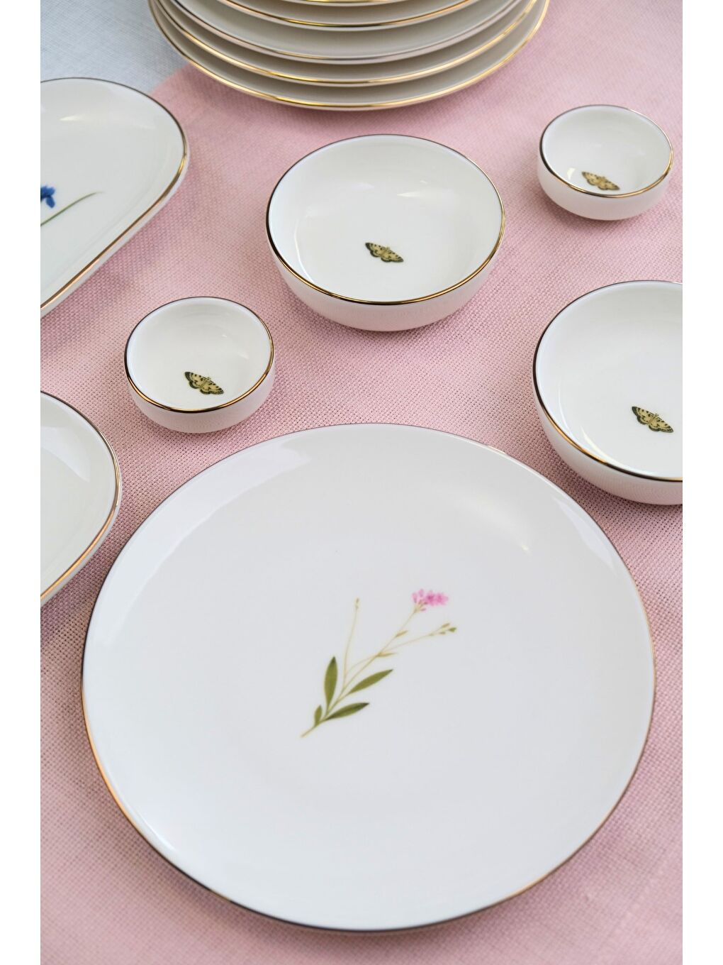 Beyaz Porselen Natura Karma Altın Yaldız Kahvaltı Takımı 6 Kişilik 14 Parça-3