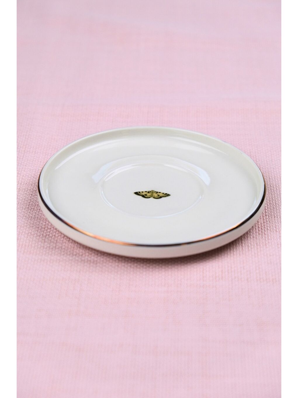 Beyaz Porselen Natura Altın Yaldız Çay Tabağı Kelebek 12,5cm Tekli-2