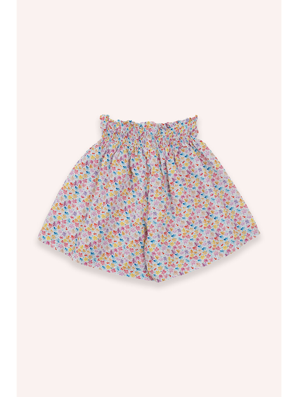 Kız Çocuk Çiçek Desenli Pembe Şort-2