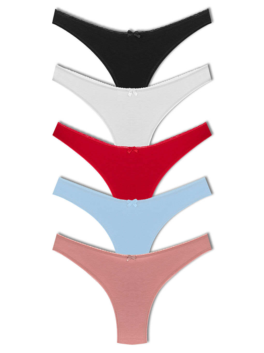 Beyaz Pamuklu Yüksek Bel Brazil Kadın Külot 5'li