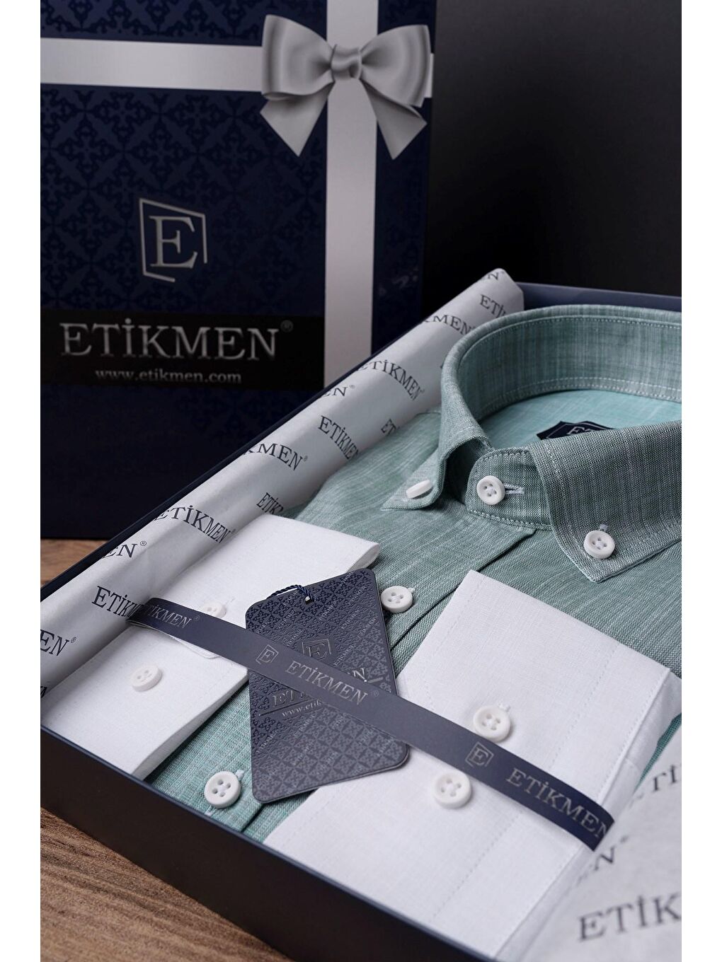 Panolu Yeşil Beyaz Geçişli Keten Slimfit Erkek %100 Pamuk Gömlek-6