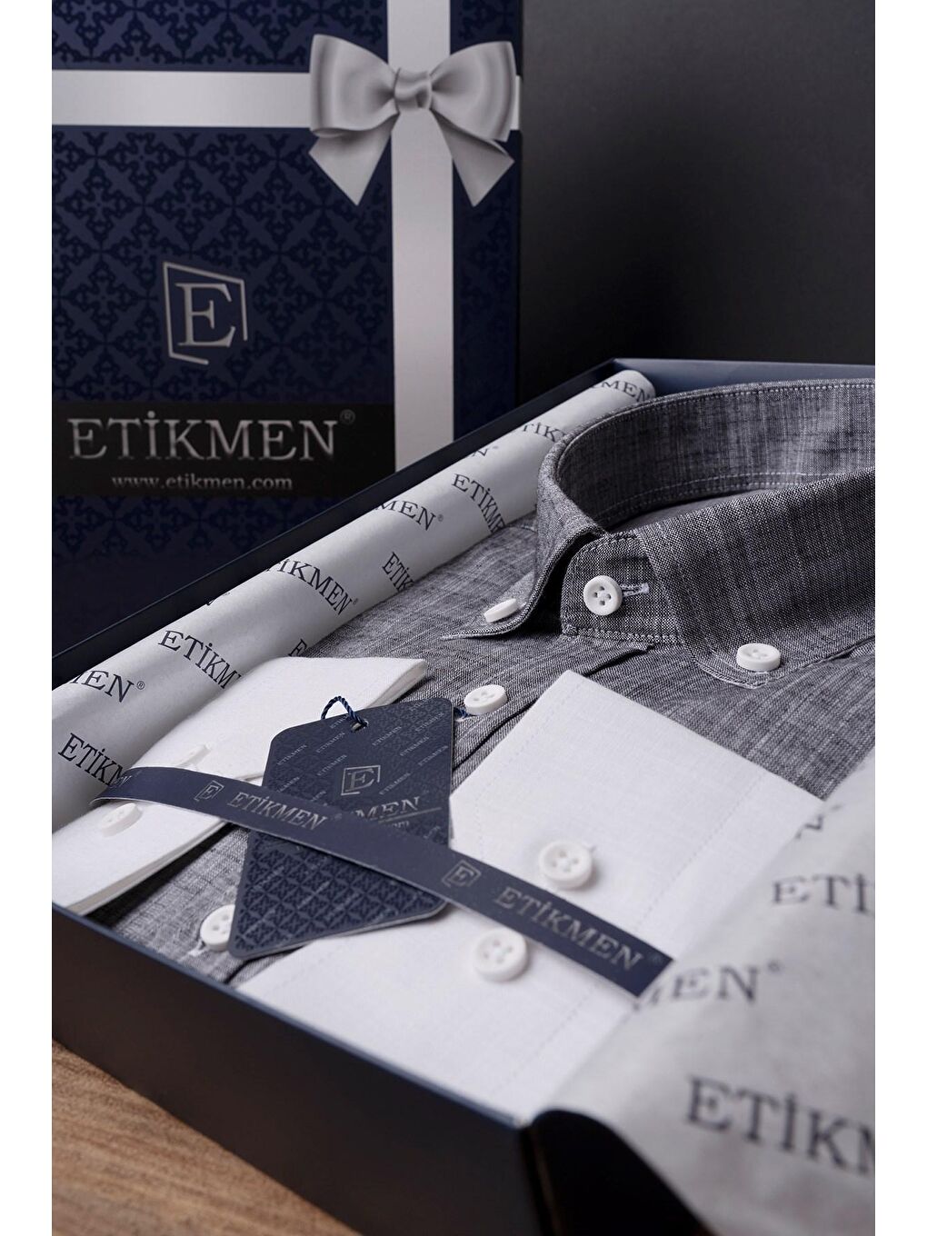 Panolu Gri Beyaz Geçişli Keten Slimfit Erkek Gömlek-6