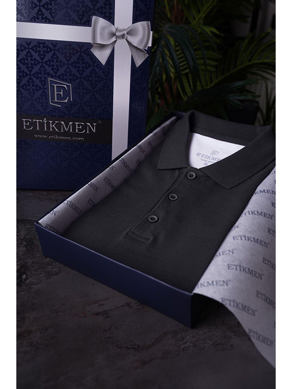 Füme Gri Çift Renkli Erkek Polo Yaka Tişört-4