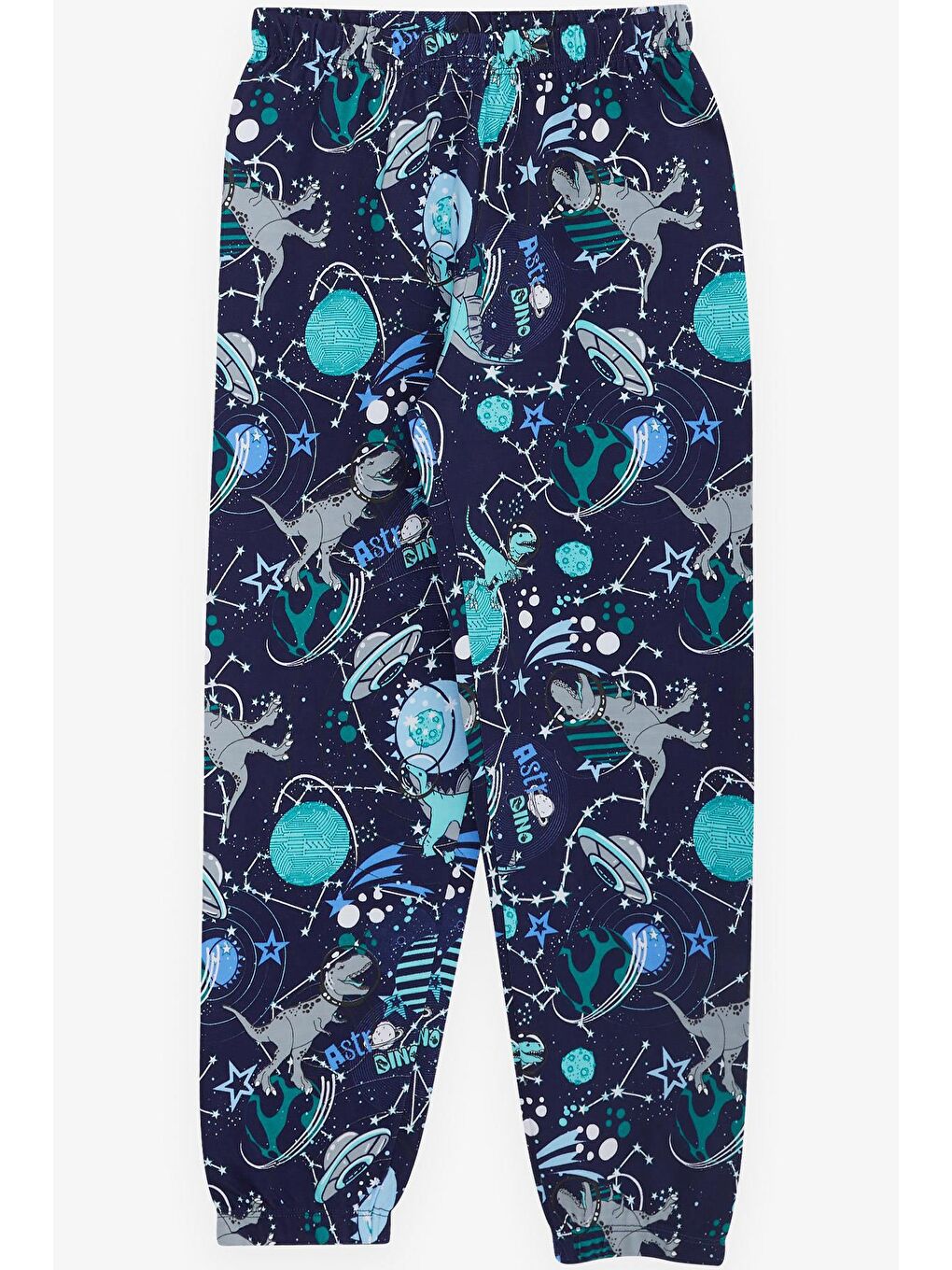Erkek Çocuk Pijama Takımı Astronot Dinozor Desenli Lacivert (4 Yaş)-3
