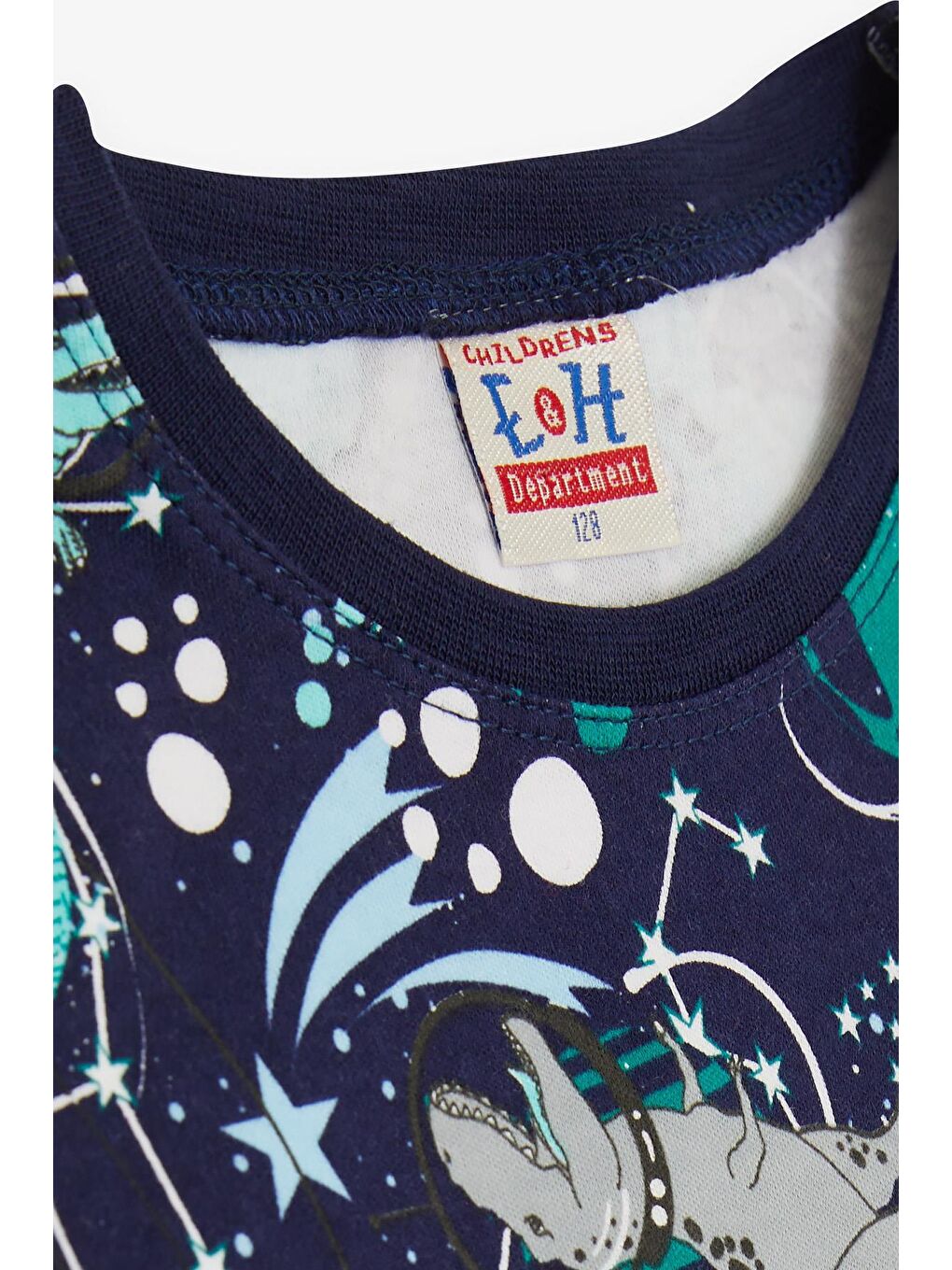 Erkek Çocuk Pijama Takımı Astronot Dinozor Desenli Lacivert (4 Yaş)-4