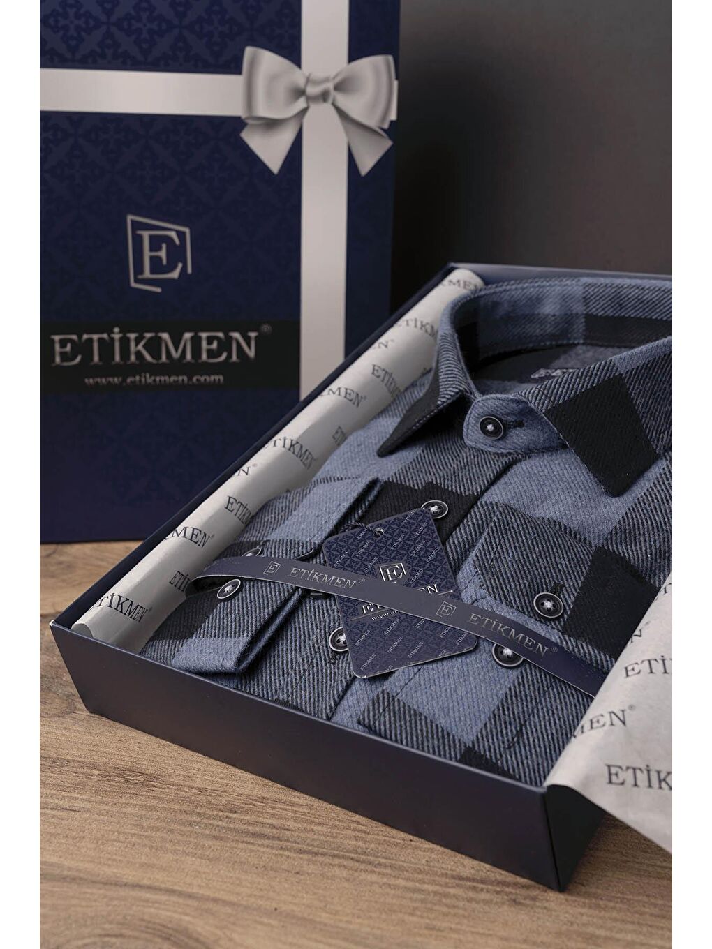 Mavi Siyah Dama Desenli Slimfit %100 Pamuk Erkek Oduncu Gömlek-6