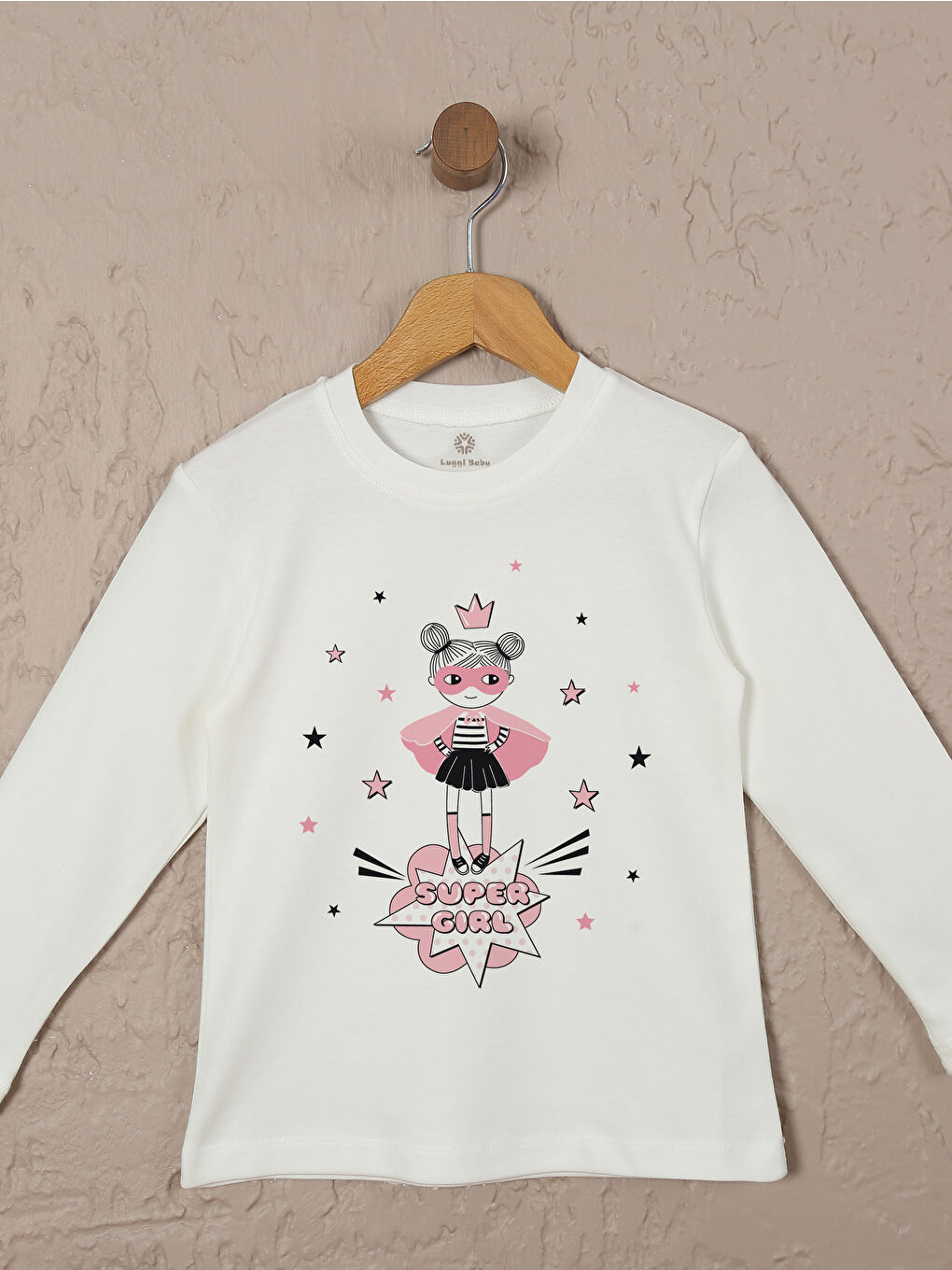 Pembe Bisiklet Yaka Uzun Kollu Kız Çocuk Pijama Takımı-1