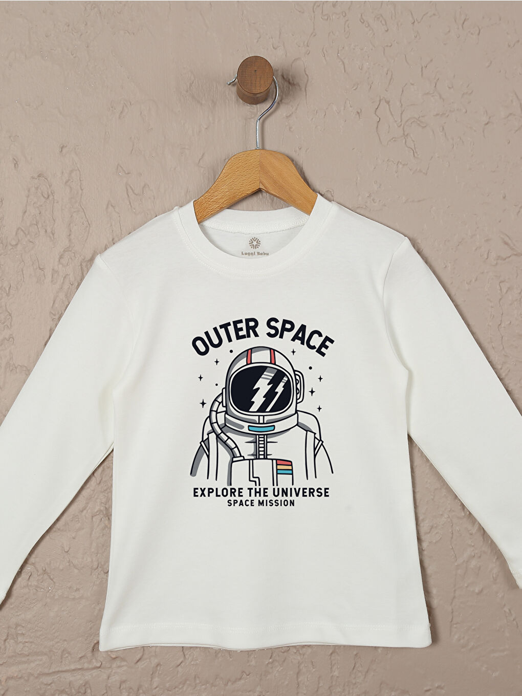 Gri Bisiklet Yaka Uzun Kollu Erkek Çocuk Pijama Takımı-1