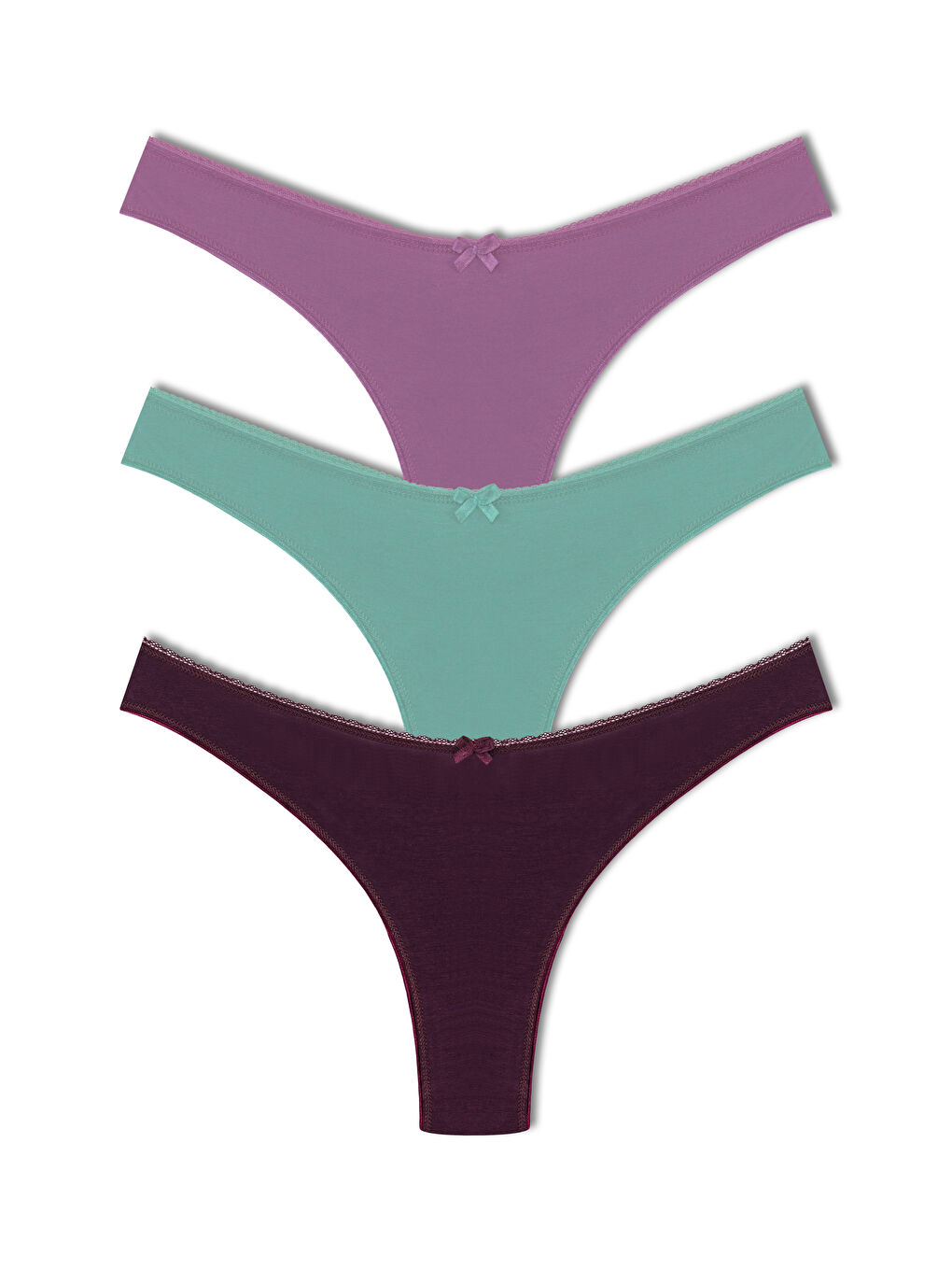 Mor Pamuklu Yüksek Bel Brazil Kadın Külot 3'lü
