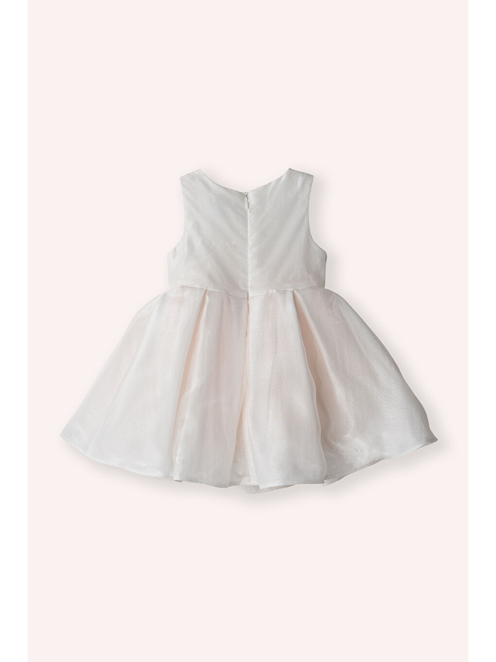 Kız Bebek Pul Detaylı Ekru Abiye Elbise-1