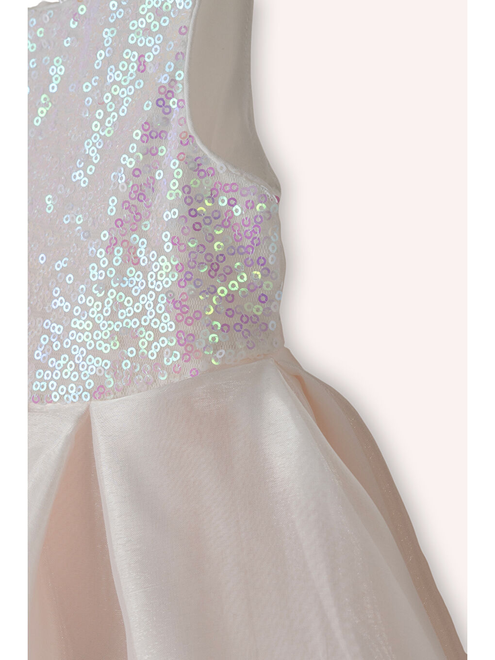 Kız Bebek Pul Detaylı Ekru Abiye Elbise-2