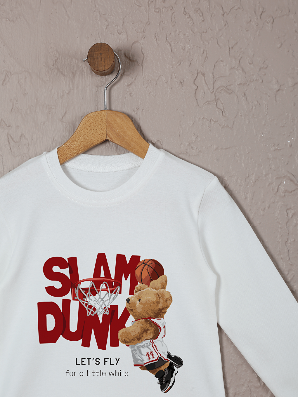 Ekru Bisiklet Yaka Uzun Kollu Erkek Çocuk Pijama Takımı-1