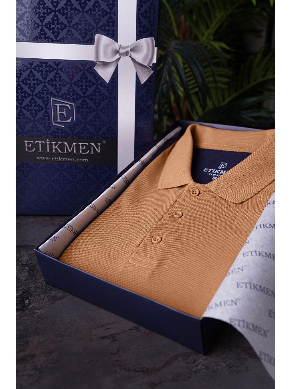 Sarı Lacivert Hardal Çift Renkli Erkek Polo Yaka %100 Pamuk Tişört-6