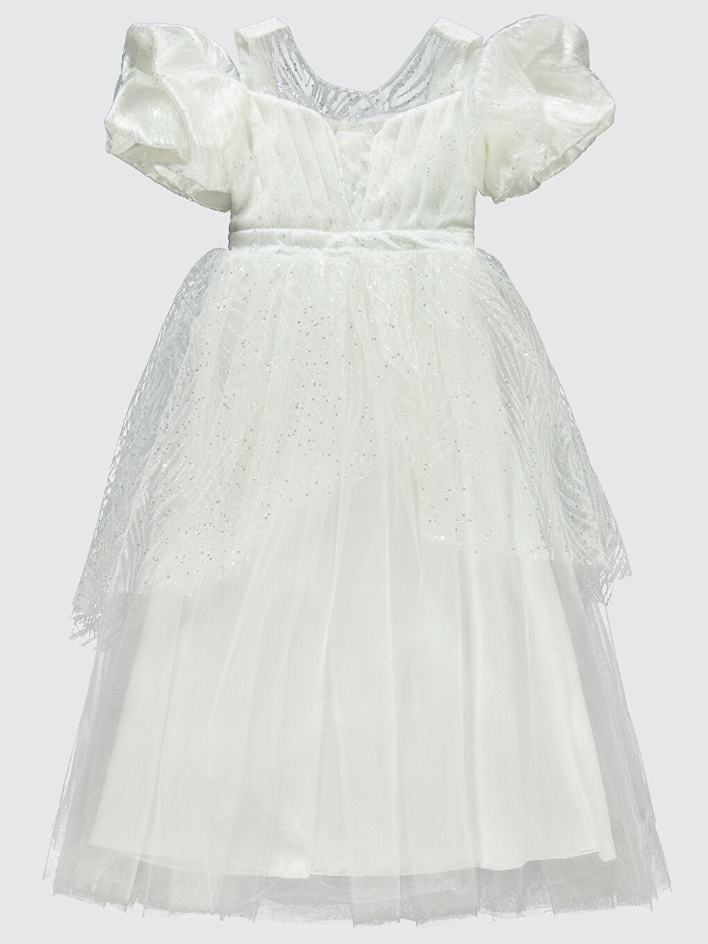 Ekru Kız Çocuk Abiye 6-14 Yaş Krem