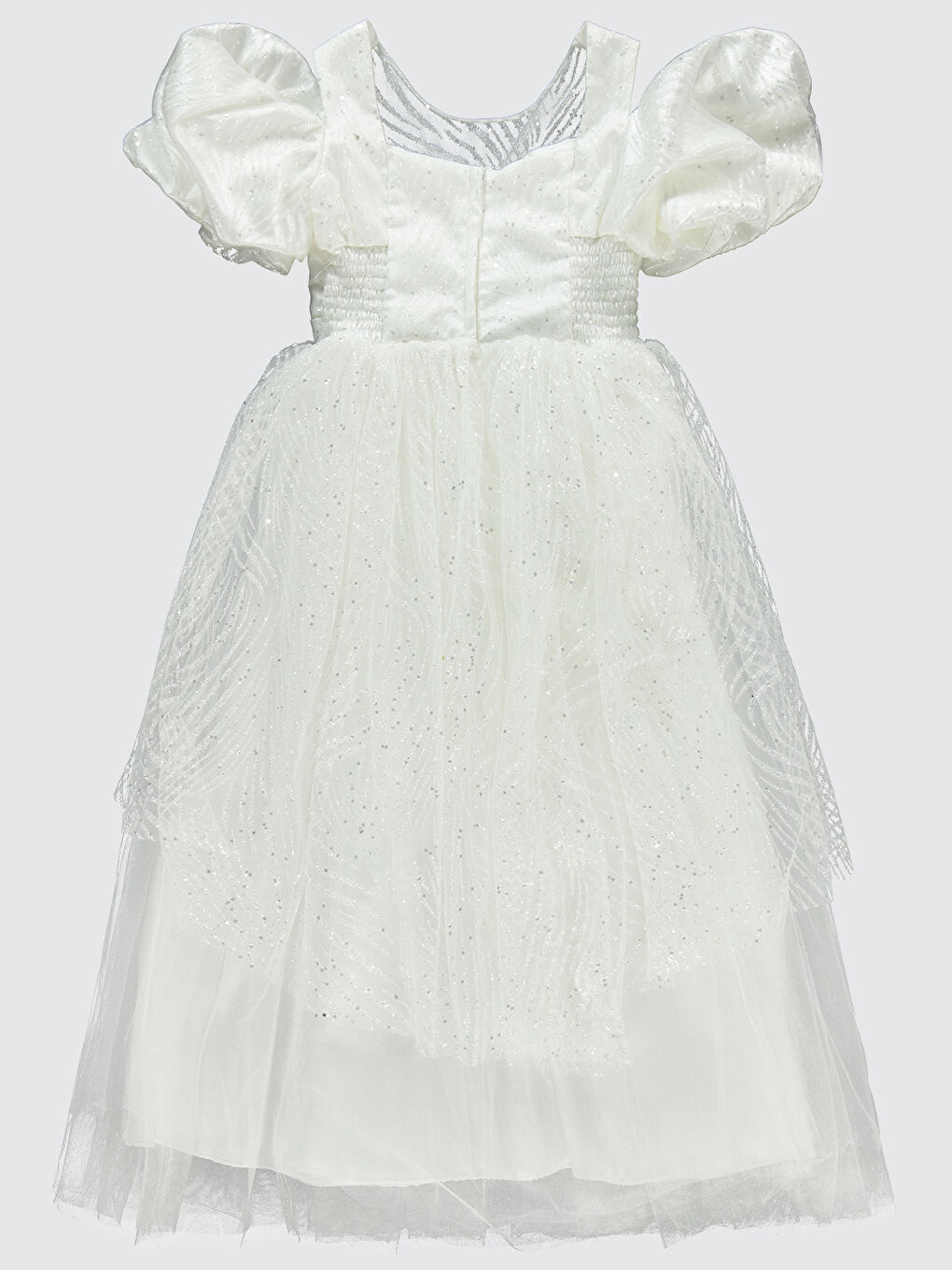 Ekru Kız Çocuk Abiye 6-14 Yaş Krem-1