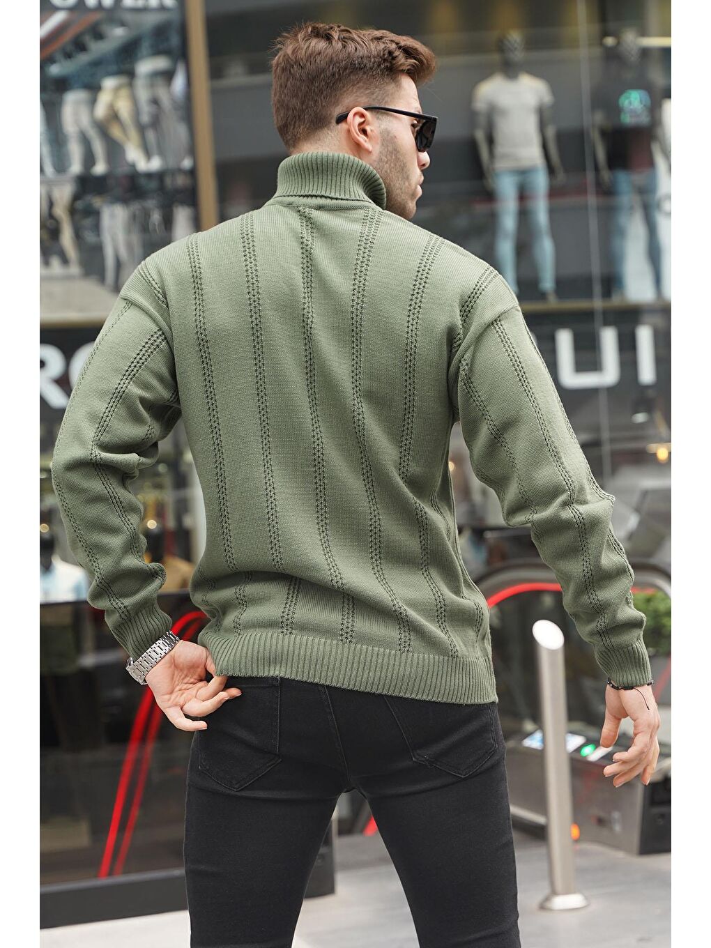 Haki Balıkçı Yaka Regular Fit Erkek Kazak 6834-1