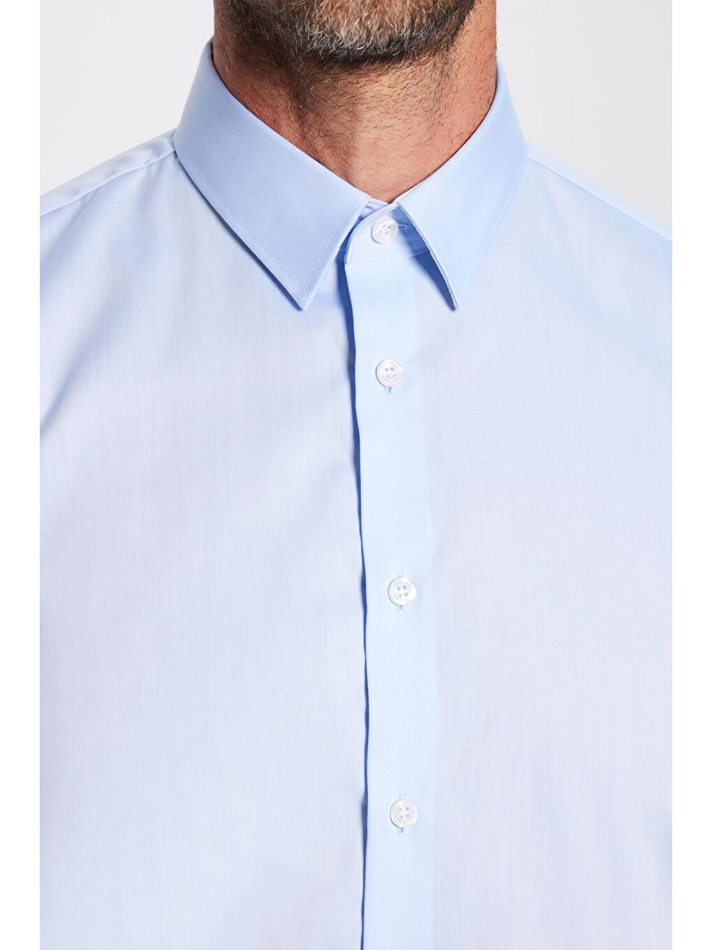 Slim Fit Mavi Non-Iron %100 Pamuk Ekoteks Belgeli Ütü Gerektirmez Gömlek-3