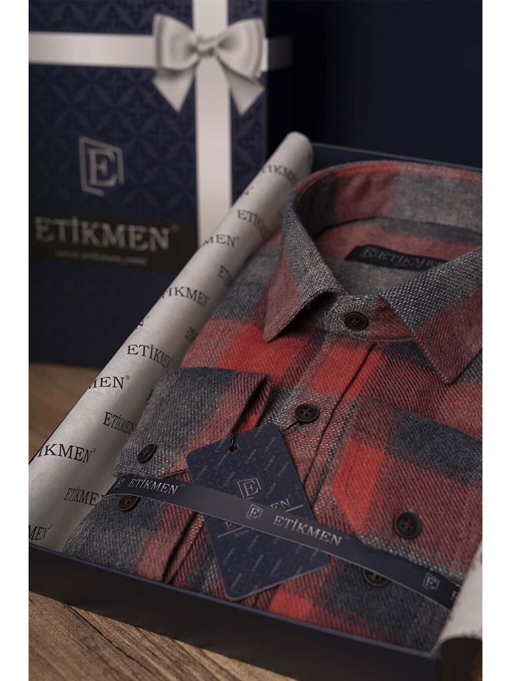 Kırmızı Gri Dama Slimfit %100 Pamuk Erkek Oduncu Gömlek-6