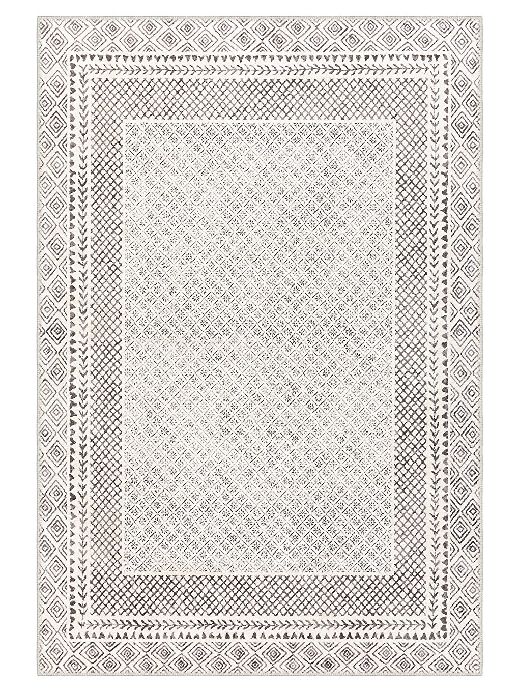 Bej Dekoratif Özel Tasarım Yıkanabilir İnce Kaymaz Tabanlı Modern Halı KECE FR32