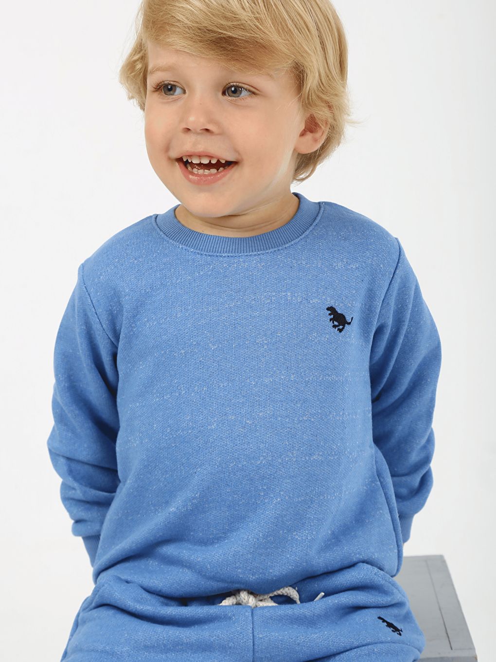 İndigo Bisiklet Yaka Erkek Bebek Basic Sweatshirt ve Eşofman Alt 2'li Takım-3