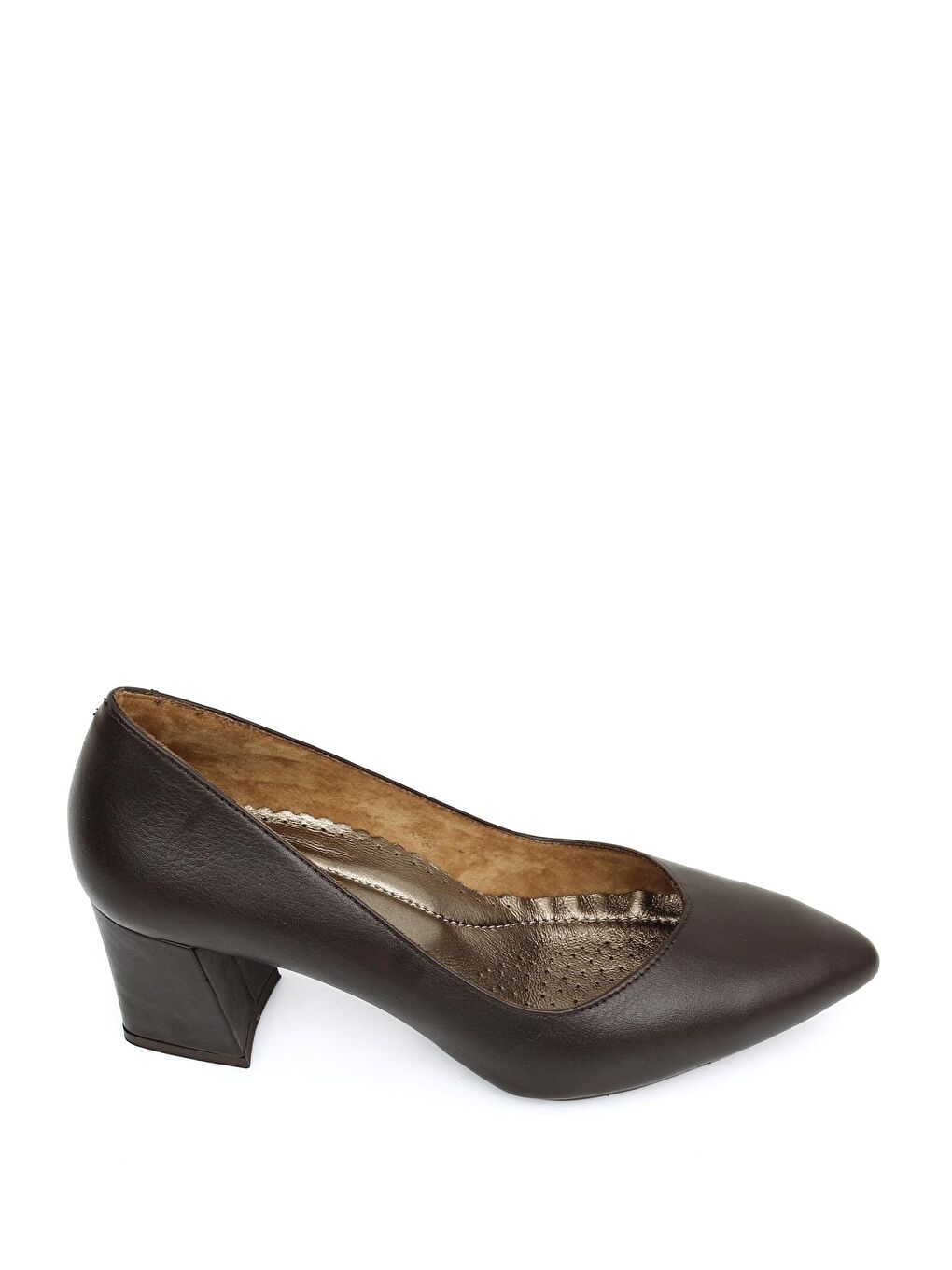 Kahverengi KAHVERENGİ  Hakiki Deri Sivri Burun Orta Kalın Topuklu Kadın Ayakkabı 24170-4
