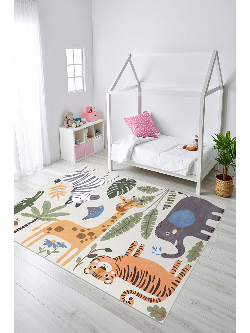 Bej Dekoratif Özel Tasarım Yıkanabilir İnce Kaymaz Tabanlı Modern Halı KECE FR32-1